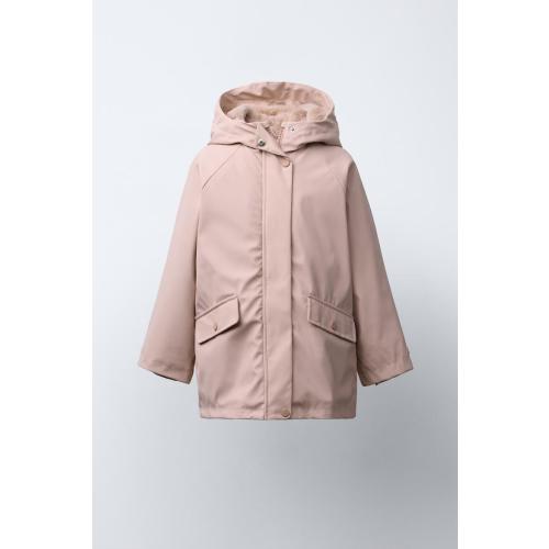 RUBBERIZED WATER REPELLENT FAUX FUR RAINCOAT - Pink | ZARA United States