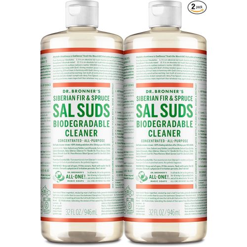 Dr. Bronner's - Sal Suds Biodegradable Cleaner (32 oz, 2-pack) - All-Purpose Cleaner, Pine Cleaner for Floors, Laundry and Dishes, Concentrated, Cuts Grease and Dirt, Powerful Cleaner