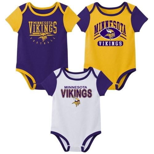 Nfl Minnesota Vikings Infant Boys' 3pk White Bodysuit - 3-6m
