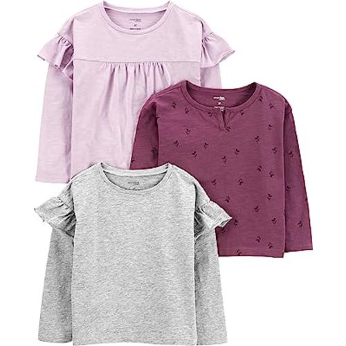 Simple Joys by Carter's Girls' Long-Sleeve Shirts, Pack of 3