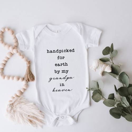 Handpicked For Earth By My Grandpa In Heaven Baby Bodysuit, Baby Bodysuit, Baby Announcement, Pregnancy Announcement, Baby Shower Gift
