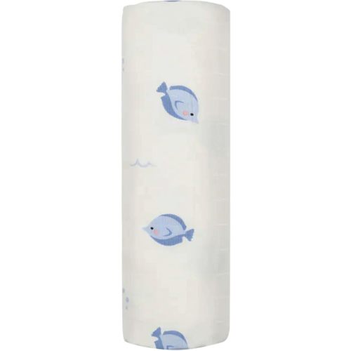 Bamboo Viscose Muslin Baby Swaddle Receiving Blanket, 70% Viscose Made from Bamboo, 30% Cotton Muslin - Imported (Fish)