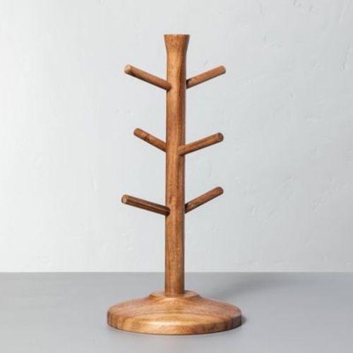 Wooden Mug Tree Brown - Hearth & Hand™ with Magnolia: Acacia Stand with 6 Hooks for Cups