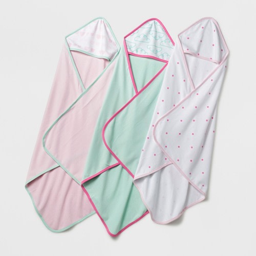 Baby Lightweight 3pk Hooded Towel Set - Pink/Mint