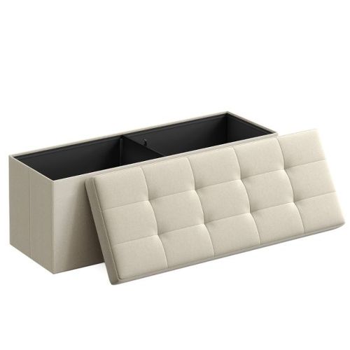 Songmics 43" Storage Ottoman Bench Hold Up To 660lb Ottoman With Storage Beige