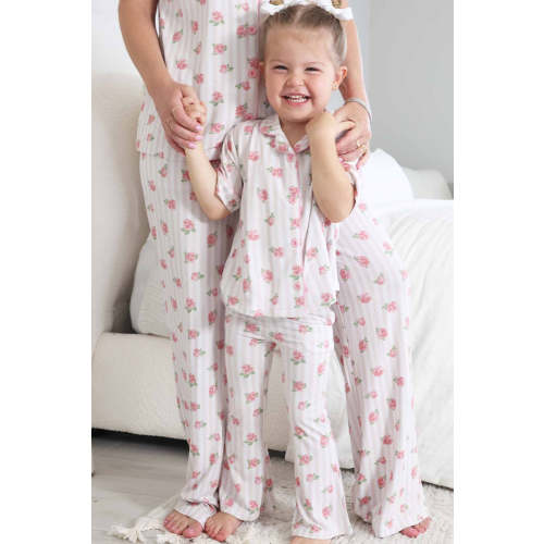 Girl's Two Piece Flare Lounge Set | Rosy & Cozy