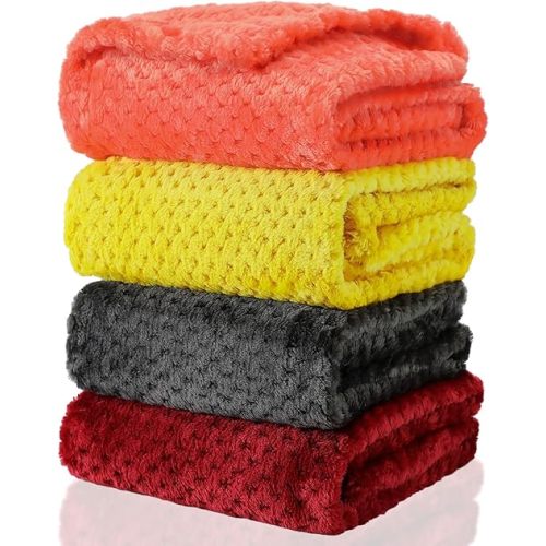 Frienda 4 Pcs Baby Fuzzy Blanket Fluffy Baby Blanket for Boys Girls Soft Warm Baby Receiving Blankets Nursery Bed Blanket Toddler Infant Newborn Receiving Blanket, 32 x 24 Inch(Bright Color)