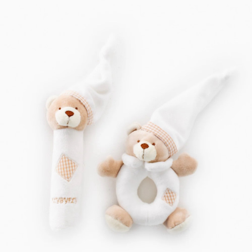 Bear Squeaker & Rattle Set - Beige