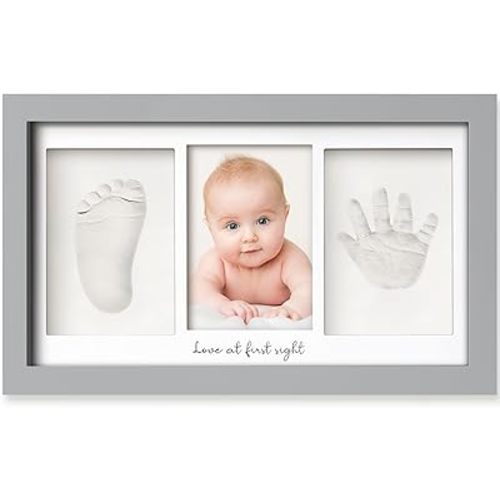 KeaBabies Baby Hand and Footprint Kit - Clay Handprint Keepsake Frame, Newborn Nursery Picture Frame, Personalized New Mom Gifts for Baby First Christmas Shower (Cloud Gray)