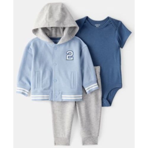 Baby Boys' French Terry Long-Sleeve Jacket, Bodysuit and Pants, 3-Piece Set
