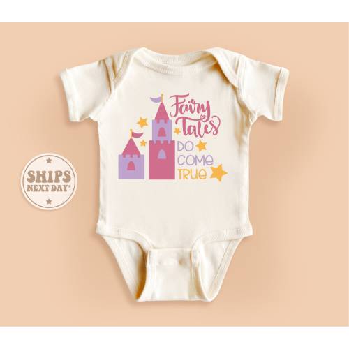 Fairy Tales Do Come True Onesie®, Funny Princess Baby Bodysuit, Castle Onesie®, Cutie Natural Baby Gift #TLC02295