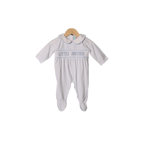 Smocked Little Brother Bitty Dot Footed Romper
