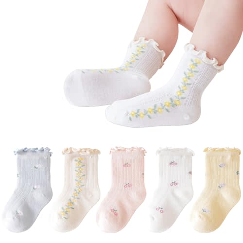 Zumou Toddler Lace Socks Girls Ruffle Eyelet Frilly Princess for Baby Little Kids