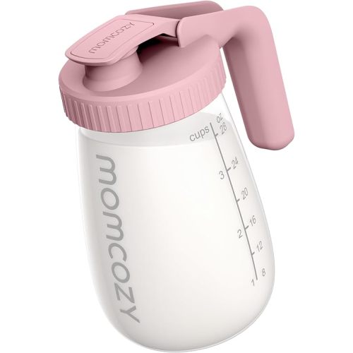 Momcozy Breast Milk Pitcher, Resistant to Heat and Cold Abrupt Temp Swings, No Leak Breast Milk Fridge Storage Container with Wide Mouth, Fast Baby Formula Maker, Breastfeeding Essentials, Pink
