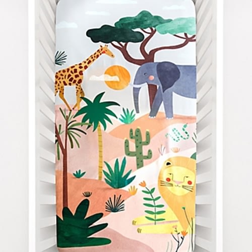 Rookie Humans® Cotton In The Savanna Fitted Crib Sheet in White