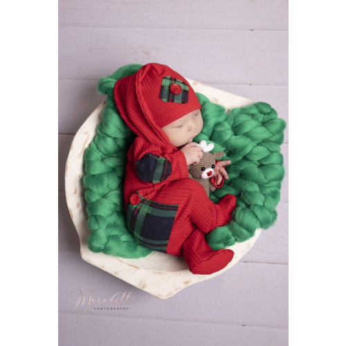 Newborn footed sleeper, red baby pajamas,footed romper and hat, Christmas photo outfit photo props boy Newborn Photo props