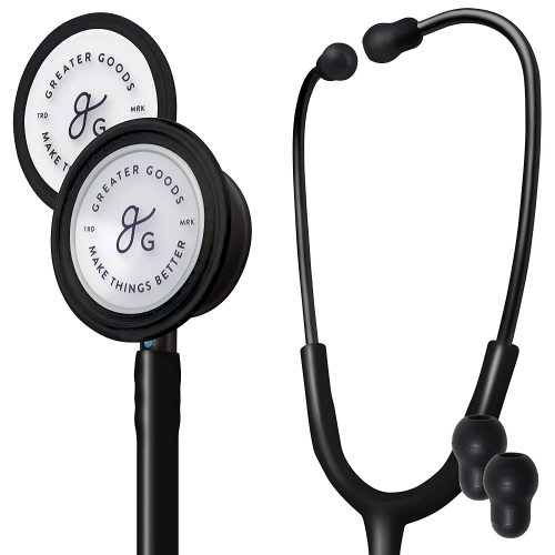 Greater Goods Dual-Head Stethoscope, Clear Doctors, Nurses, Students, First Aid Kit (Triple Black)