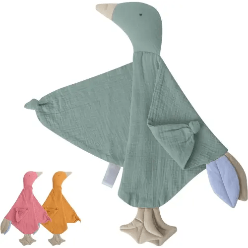 Muslin Cotton Goose Loveys Soft Breathable Newborn Security Blanket with Tags, for Baby Boy Girl, Neutral Muslin Fabric for Comfortable Sleep & Play, Ideal for Newborns, Toddlers