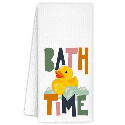 AQYIP Rubber Duck Hand Towels for Bathroom, Kids Decorative Towels for Bathroom Washroom Restroom Decor Kitchen, Gifts for Duck Lovers Kids, 16x24 Inch
