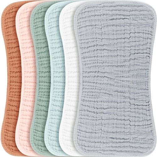 Konssy Muslin Baby Burp Cloths Sets - 6 Pack Large 100% Cotton - Light Color