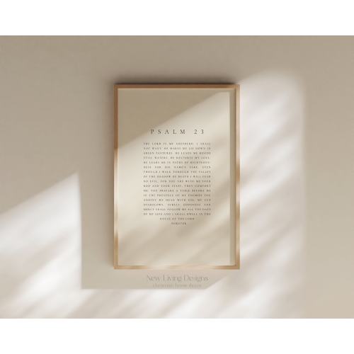 Psalm 23 Beige poster, Printed & Shipped, Minimal Bible verse prints , Christian Home Decor, Typography Scripture Poster, Faith Poster