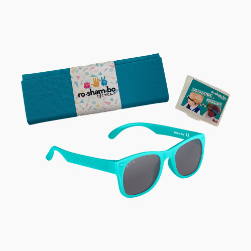 Roshambo Baby Polarized Baby Shades with Strap and Case - Teal, 0-24 Months