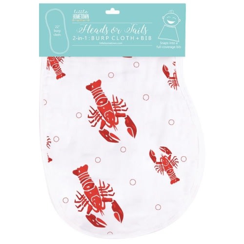 Heads and Tails 2-in-1 Burp Cloth Bib - ZukaBaby