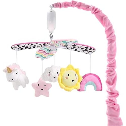 The Peanutshell Crib Mobile for Girls, Unicorn, Stars, Rainbow, Montessori Inspired