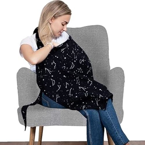 Nursing Cover – Breathable Breastfeeding Cover for Nursing, 360° Nursing Cover Up for Breastfeeding, Privacy Nursing Covers, Nursing Blanket for Breastfeeding – Premium Black