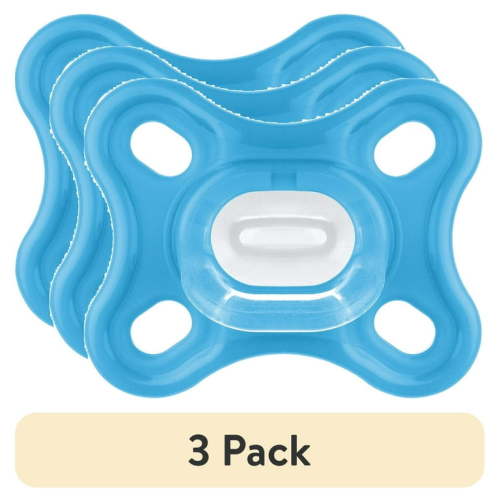 (3 pack) MAM Pacifiers, Baby Pacifier 0-4 Months, Best Pacifier for Breastfed Babies, 'Comfort' Design Collection, Boy, 2-Count, Blue
