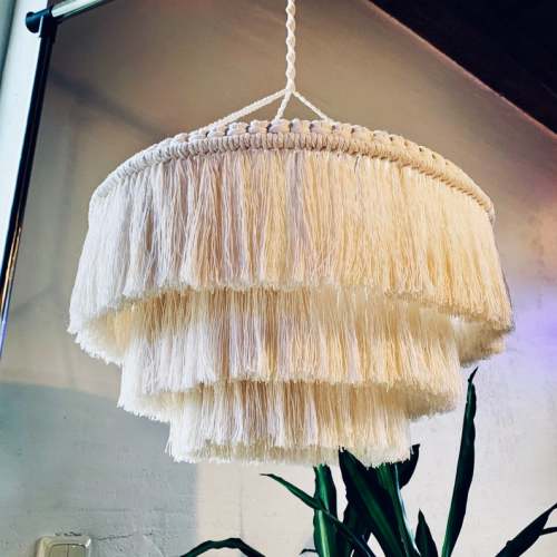 Macrame Lamp Shade, Macrame Chandelier, Bohemian Lamp Shade, Bohemian Decor, Tassel Chandelier        ,                     With pendant light