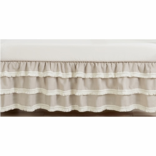 Boho Fringe Linen Collection 3 Tiered Crib Bed Skirt