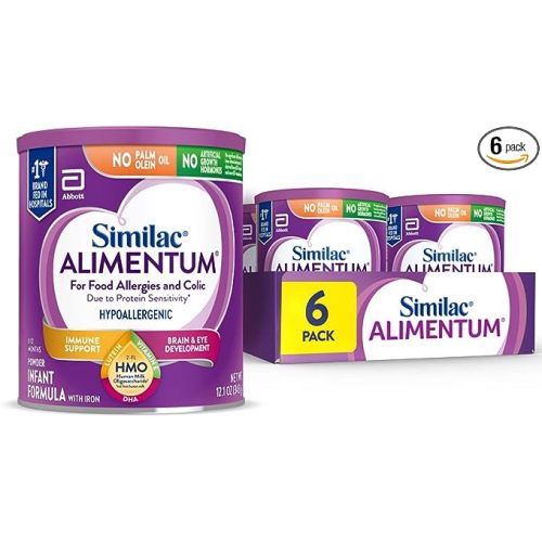 Similac Alimentum with 2’-FL HMO Hypoallergenic Infant Formula, for Food Allergies and Colic,* Suitable for Lactose Sensitivity, Baby Formula Powder, 12.1-oz Value Can, Pack of 6 - Unflavored - 12.1 Ounce (Pack of 6)