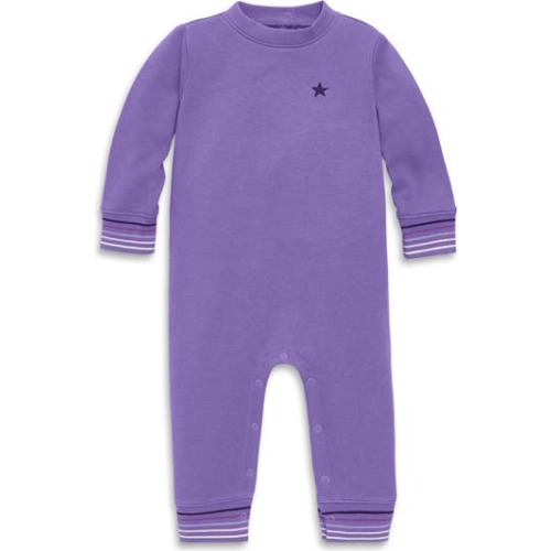 Baby Embroidered Stripe Trim Sweatshirt Romper