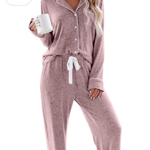 Aamikast Women's Pajama Sets Long Sleeve Button Down Sleepwear Nightwear Soft Pjs Lounge Sets