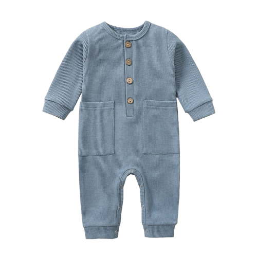Luxalzxs Baby Long Sleeve Onesies Newborn Baby Boy Girl Sweater Romper Solid Color Button Up Knitted Jumpsuit Cute Infant Winter Outfits