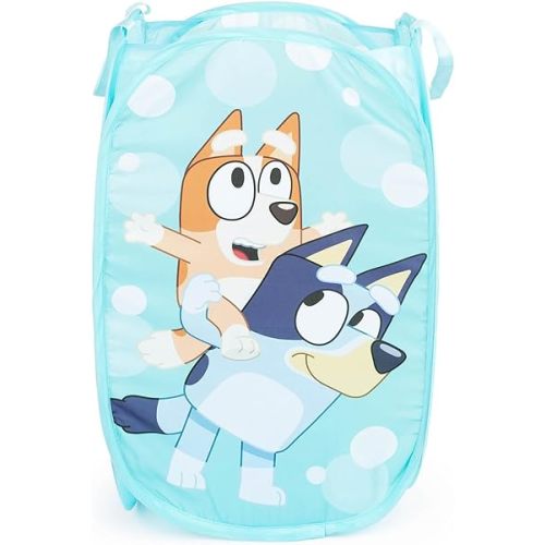 Jay Franco Bluey & Bingo Pop Up Hamper - Mesh Laundry Basket/Bag with Durable Handles - Storage for Clothes or Toys