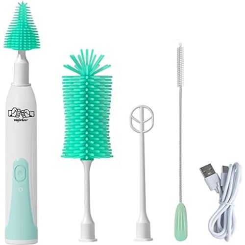 winforhour Electric Bottle Brush Set with Rechargeable Bottle Brush Cleaner and Multi-Purpose Brushes,Suitable for Baby Bottle Brush, Dish Scrub Brush,Toilet Brush, Green