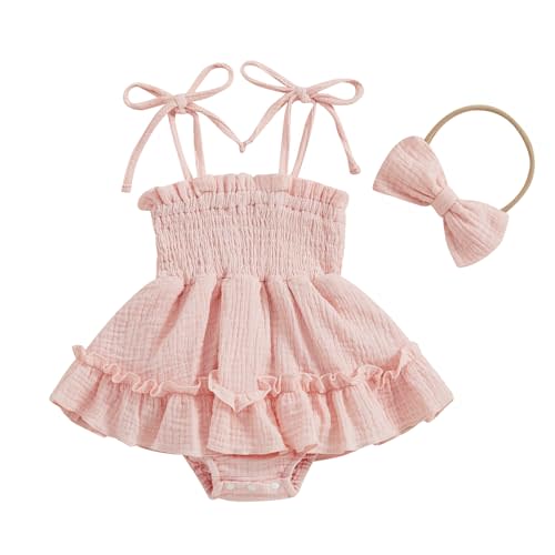Meihuida Newborn Baby Girl Sleeveless Rompers Summer Clothes Cotton Bodysuit with Headband