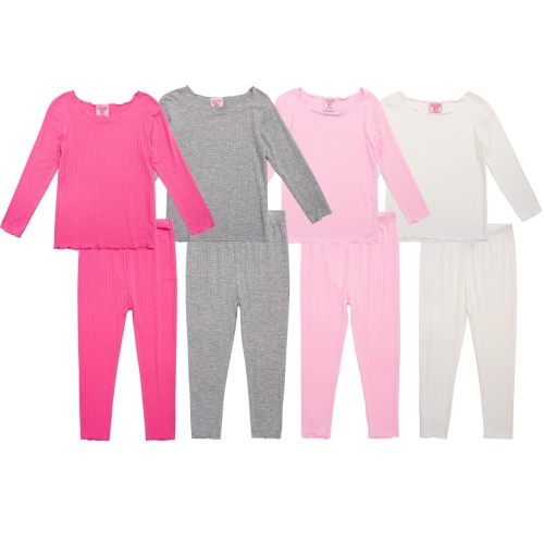 Baby Girls' Pajama Set - 8 Piece Rib Knit Sleepwear Shirt and Jogger Pants (12M-7)