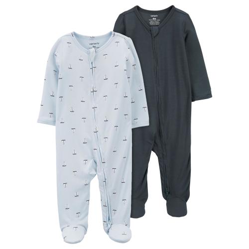 Baby 2-Pack Zip-Up PurelySoft Sleep & Play Pajamas - Style,Blue