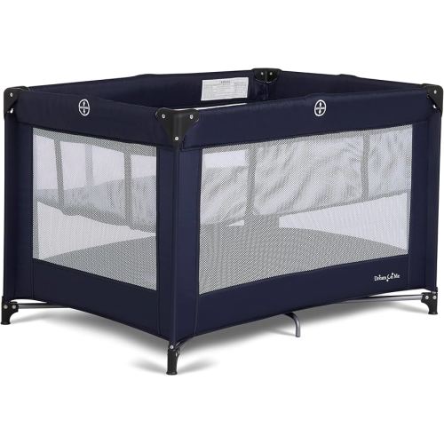 Dream On Me Zazzy Portable Playard with Bassinet in Navy, Packable and Easy Setup Baby Playard, Lightweight and Portable Playard for Baby with Mattress and Travel Bag