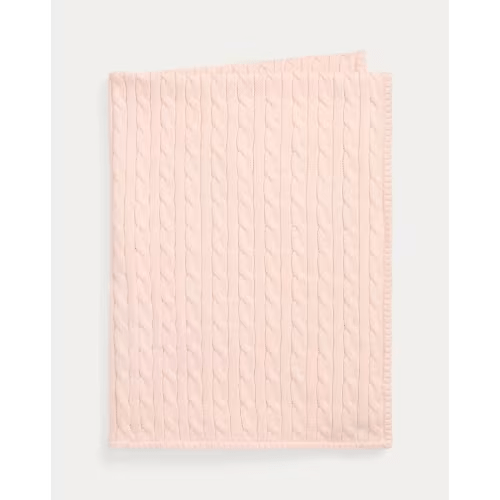 Ralph Lauren Cable Knit Cotton Baby Blanket - Light Pink