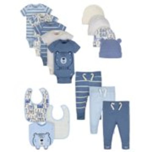 Gerber Organic Onesies Bodysuits, Pants, Caps, and Bibs Outfit Set, 15pc (Baby Boys)