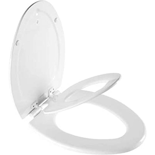 Mayfair NextStep2 Toilet Seat with Built-In Toddler Potty Training Seat, Slow Close, Easy Clean, Magnetic Removable Kids Seat, ELONGATED, White