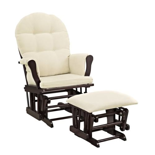 Windsor Glider and ottoman-espresso w/ beige cushion