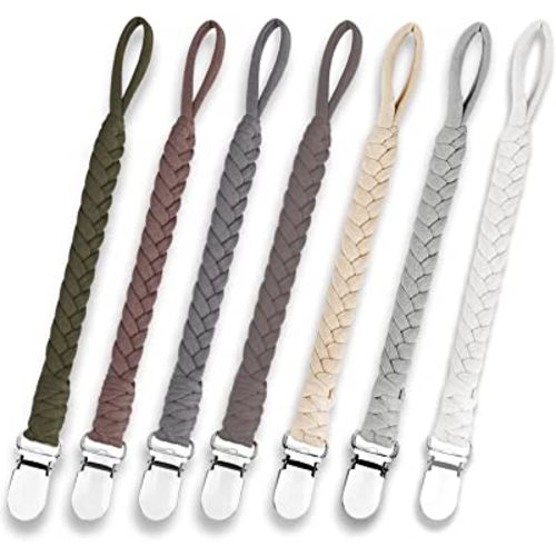 7 Pcs Braided Pacifier Clip, Pacifier Clips for Boys & Baby Girls, Pacifier Holder Clip Binky Clips