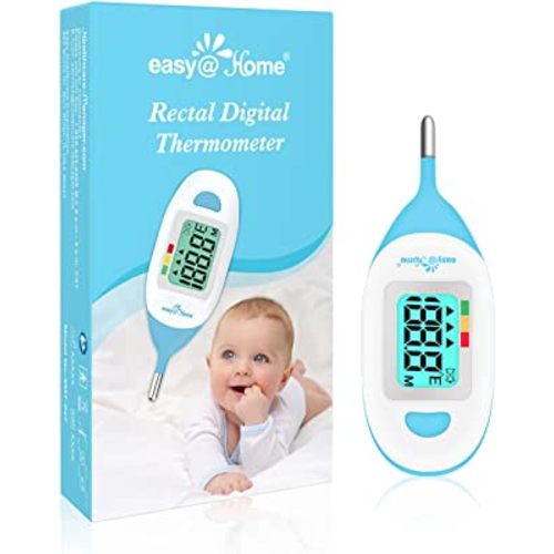 Baby Rectal Thermometer with Fever Indicator - Easy@Home Perfect Newborn and Infant Digital Thermometer with LCD Display Reading Body Temperature-Kid and Baby Item with Accurate Fast Reading - EMT-027