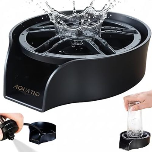 2-in-1 Glass Rinser & Sink Sprayer Attachment – High Pressure Cup Washer for Kitchen Sink – Matte Black Bottle Cleaner -Stainless Steel Cup Cleaner (Fits Standard Counter Holes)