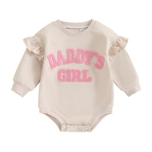 Daddys Girls Baby Clothes Ruffle Long Sleeve Oversized Sweatshirt Romper one-piece Newborn Infant Baby Girl Outfits